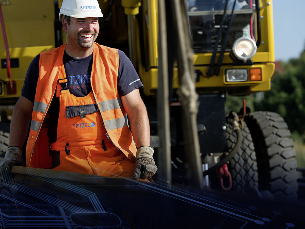 Bahnbau mit Zweiwegebagger von Spitzke