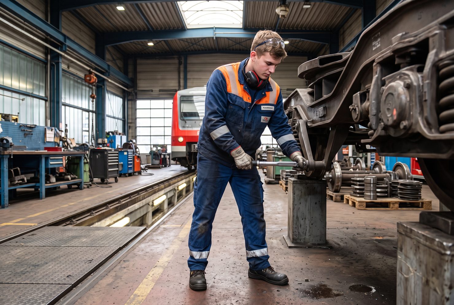 ein junger Mann bei seinen Arbeiten in der Ausbildung zur Fachkraft für Metalltechnik