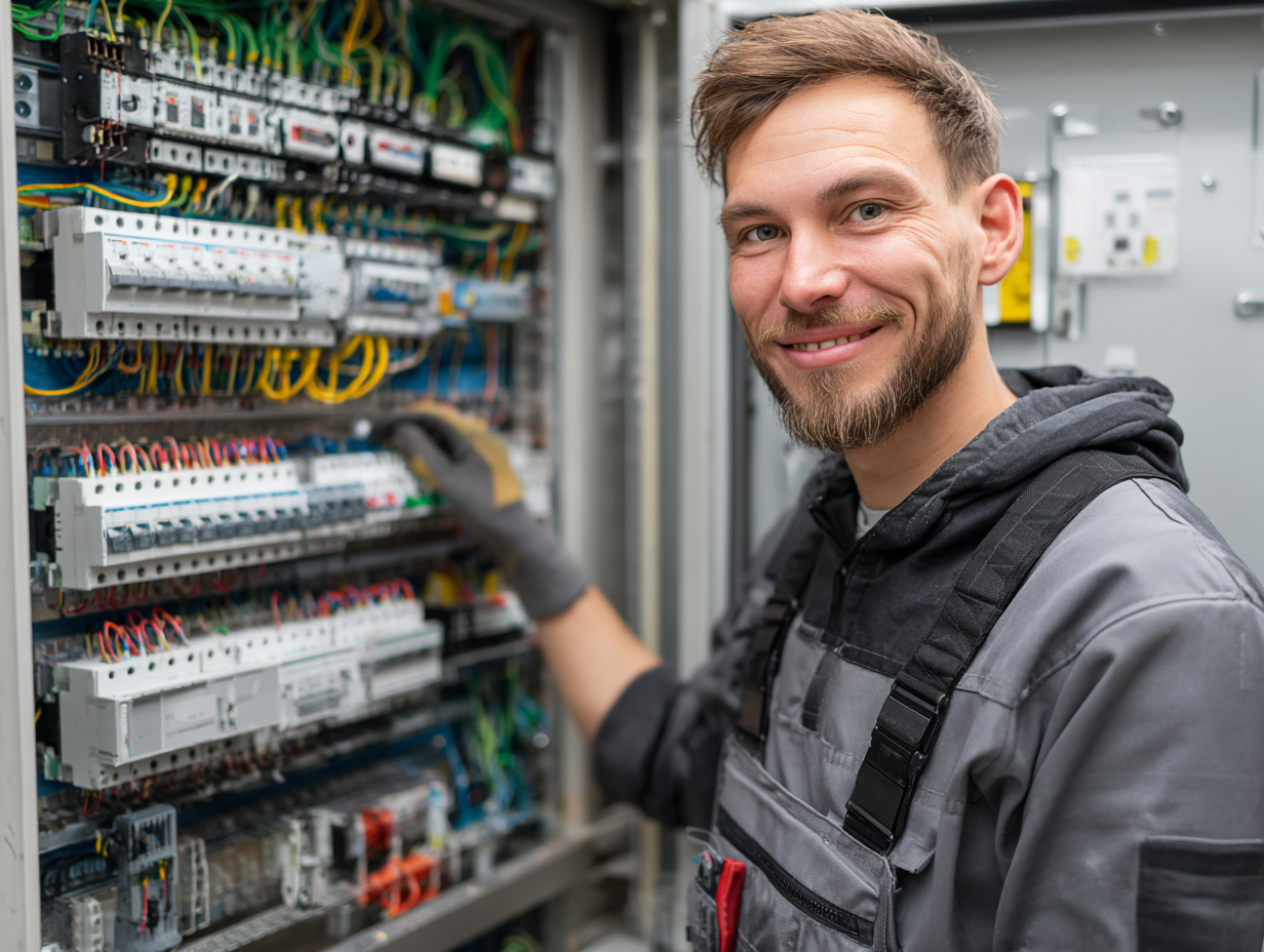 Industrieelektriker Betriebstechnik am Schaltkasten